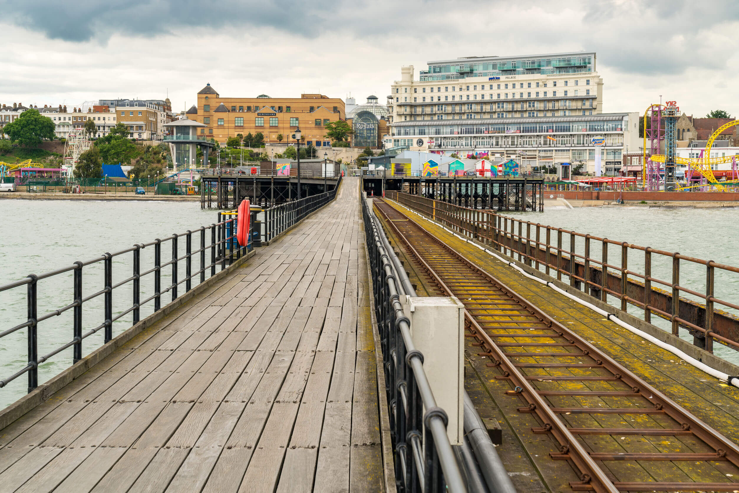 Southend-on-Sea, Essex, England, UK - May 30, 2017: View from Southend Pier towards Southend