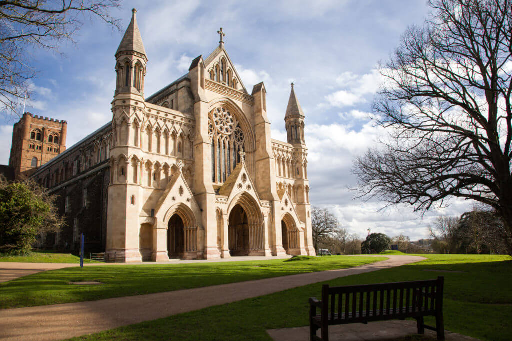 St Albans Cathedral on sunny day