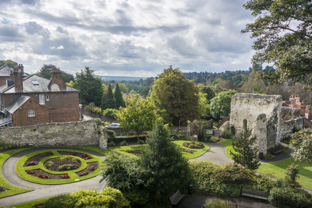 Guildford Castle gardens and view from tower