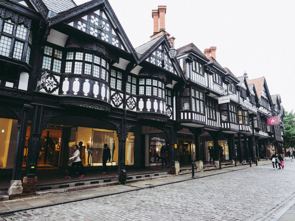 CHESTER, UK - CIRCA JUNE 2016: Medieval Chester Rows