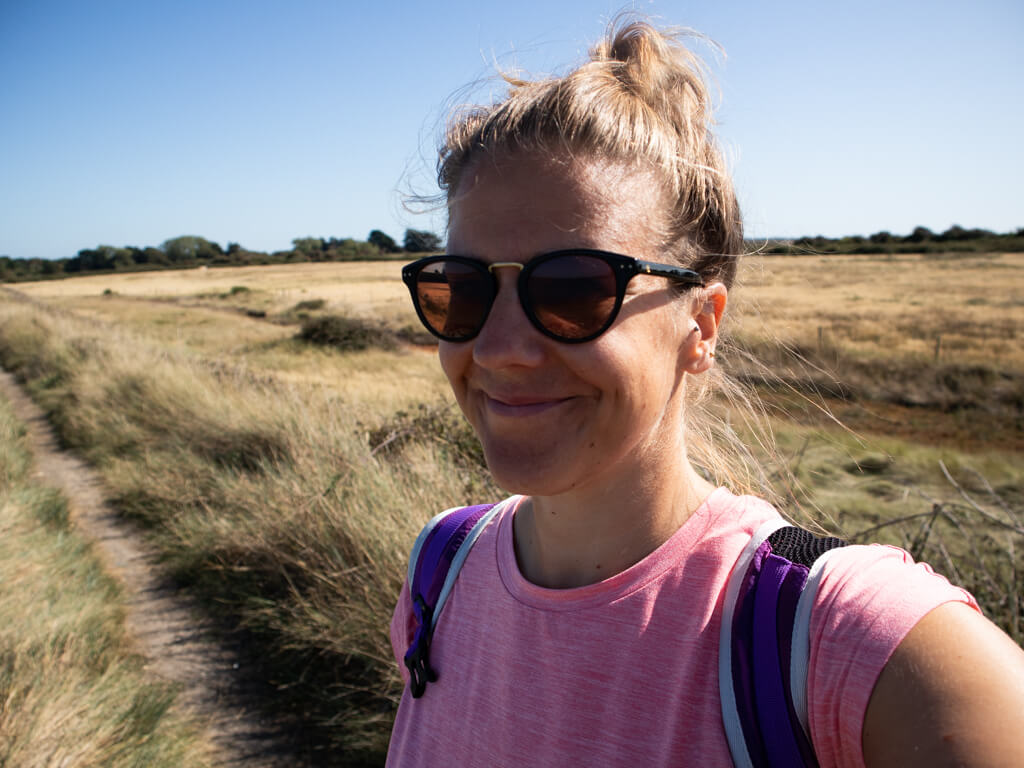 Vicky on the Thorney Island Walk