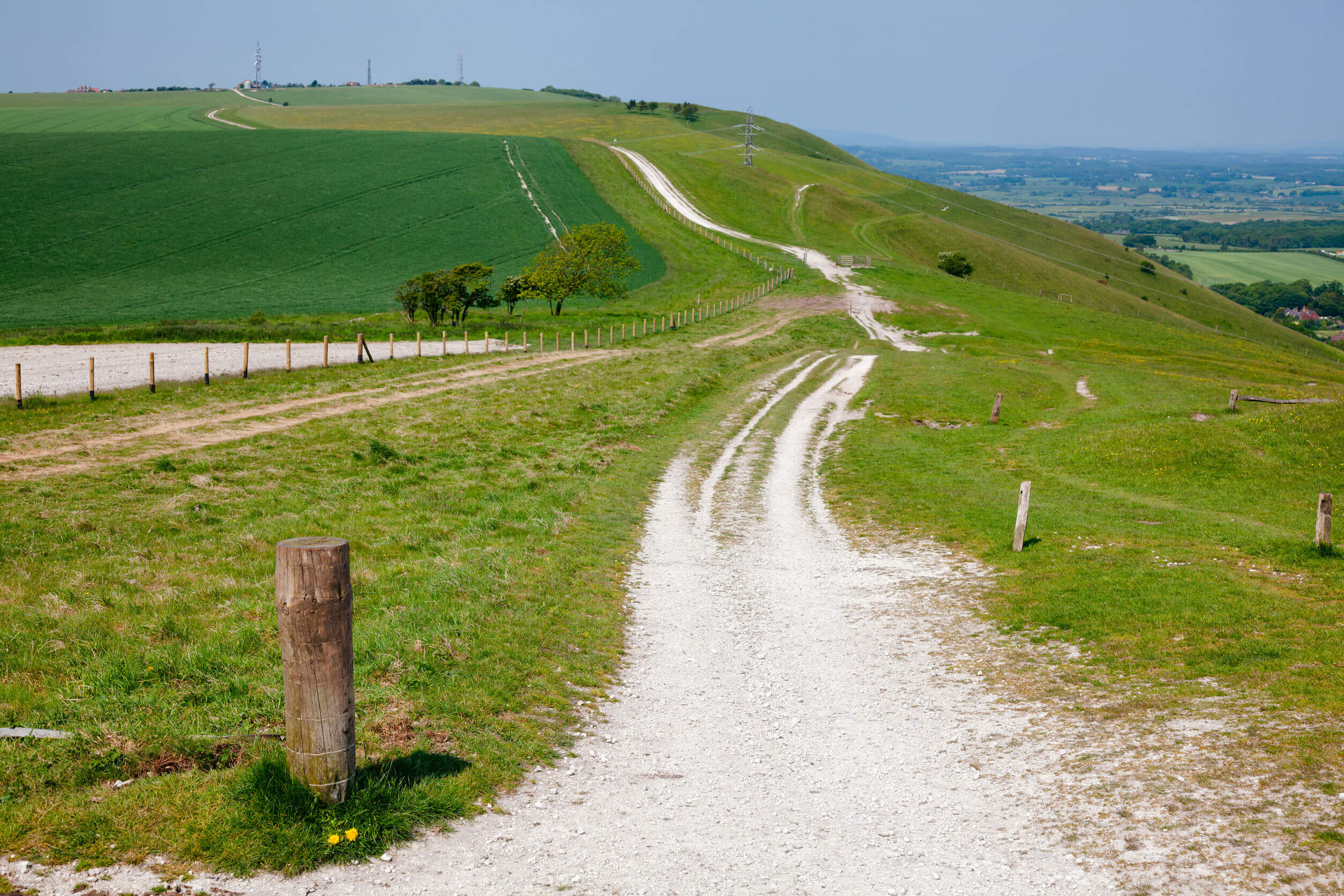 South Downs Way, a long distance footpath and bridleway along the South Downs hills in Sussex, Southern England, UK