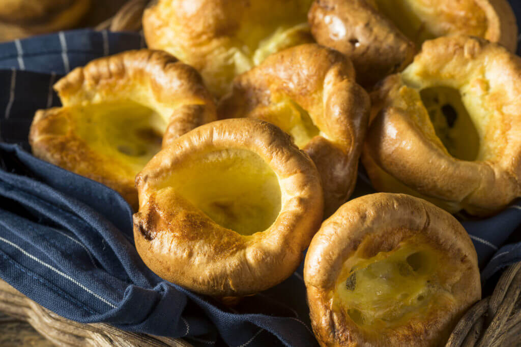 Warm Homemade British Yorkshire Puddings Ready to Eat