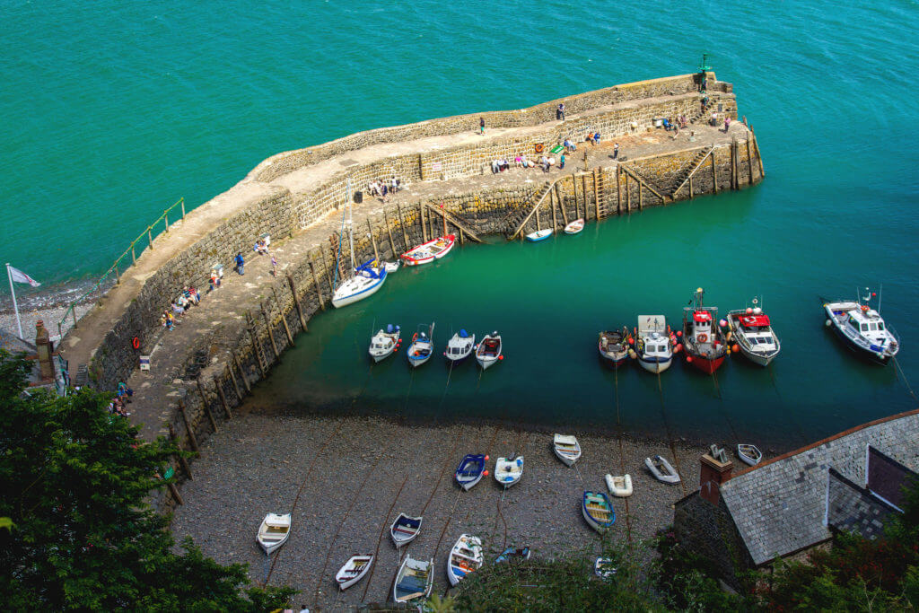 The old bay in the village of Clovelly. A popular tourist place in England. Devon