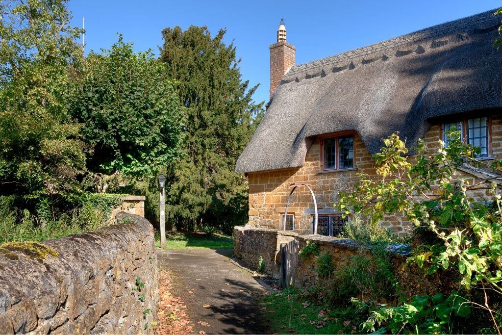 Stone built thatched cottage, Warwickshire