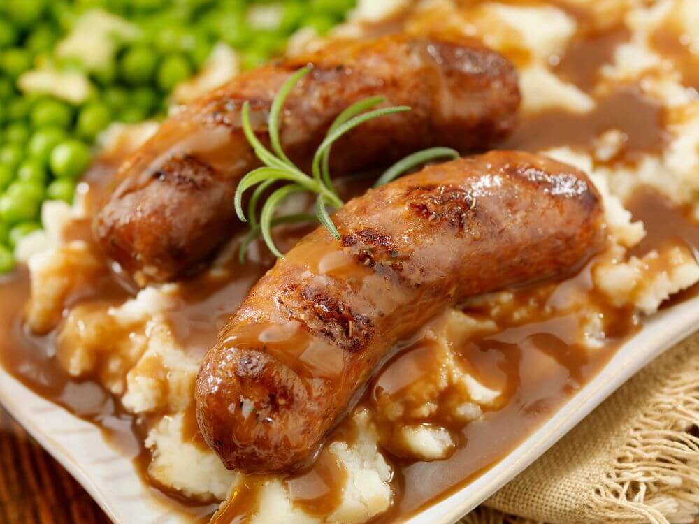 sausages and mash