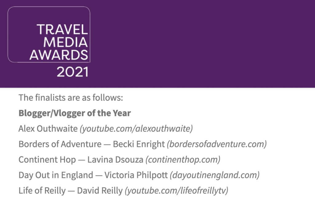 Travel Media Awards 2021