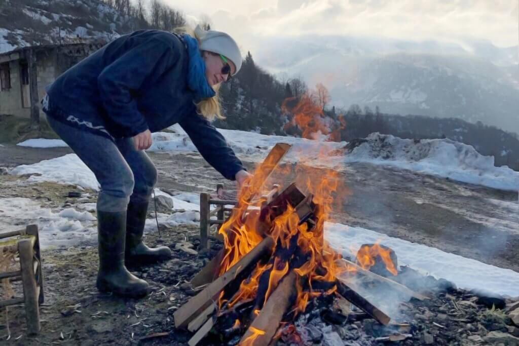 Fire on a day out in Winter