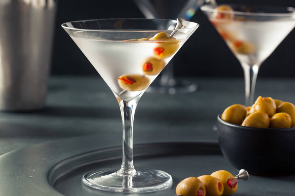 Classic Shaken Dry Vodka Martini with Olives