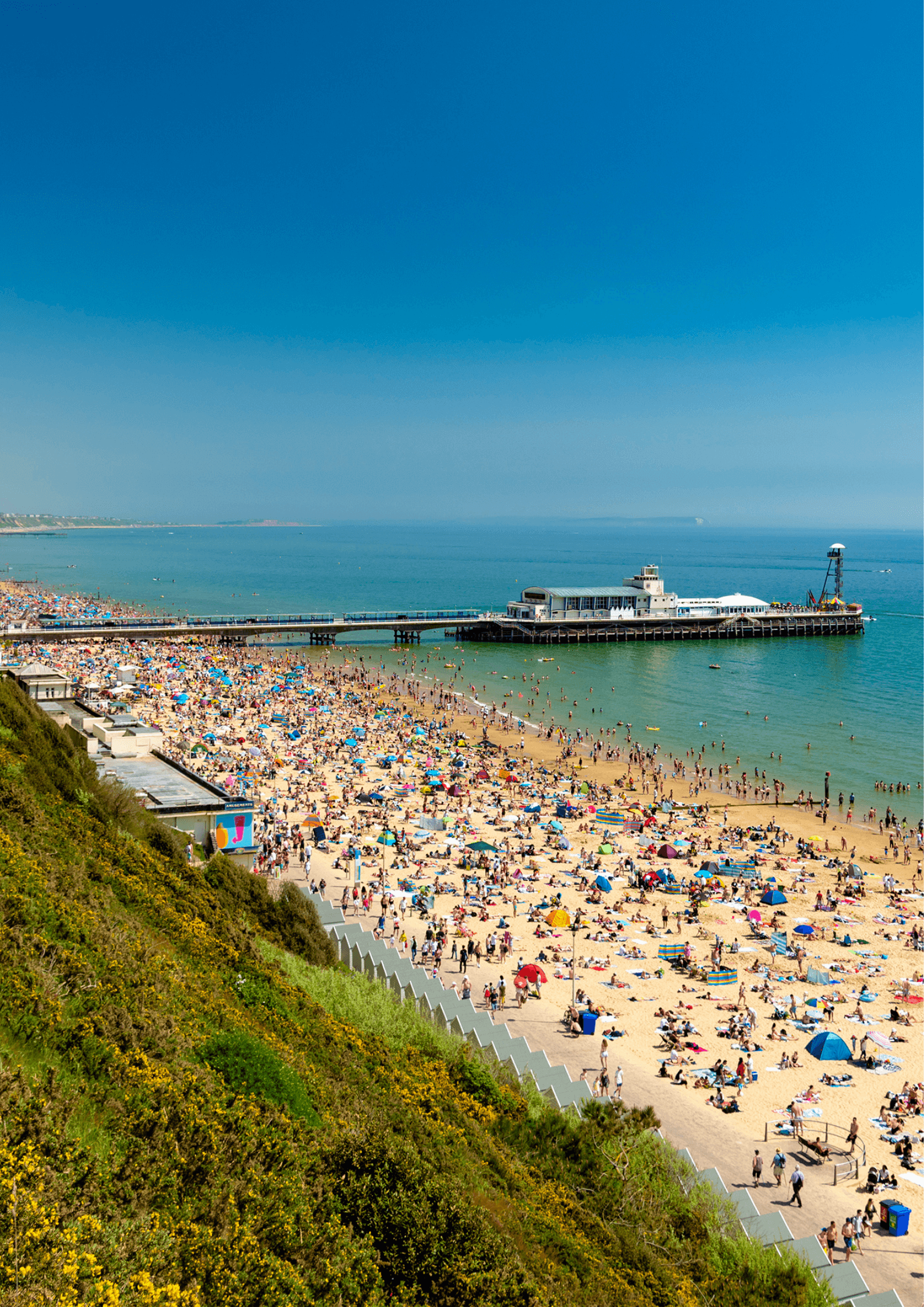 People at the beach in England, UK