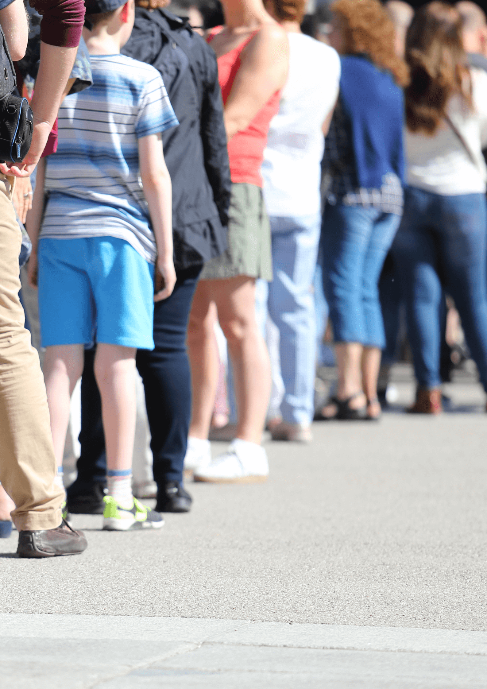 People queuing in England