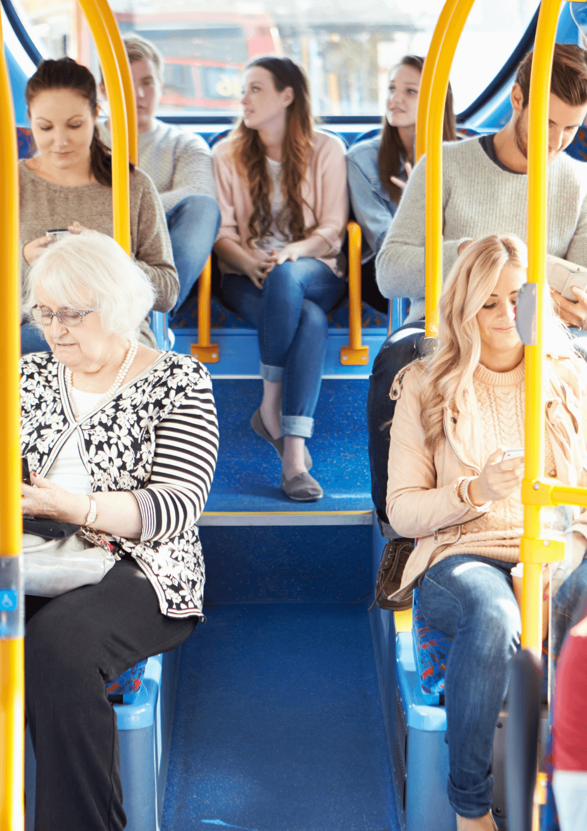 People on a Bus in England