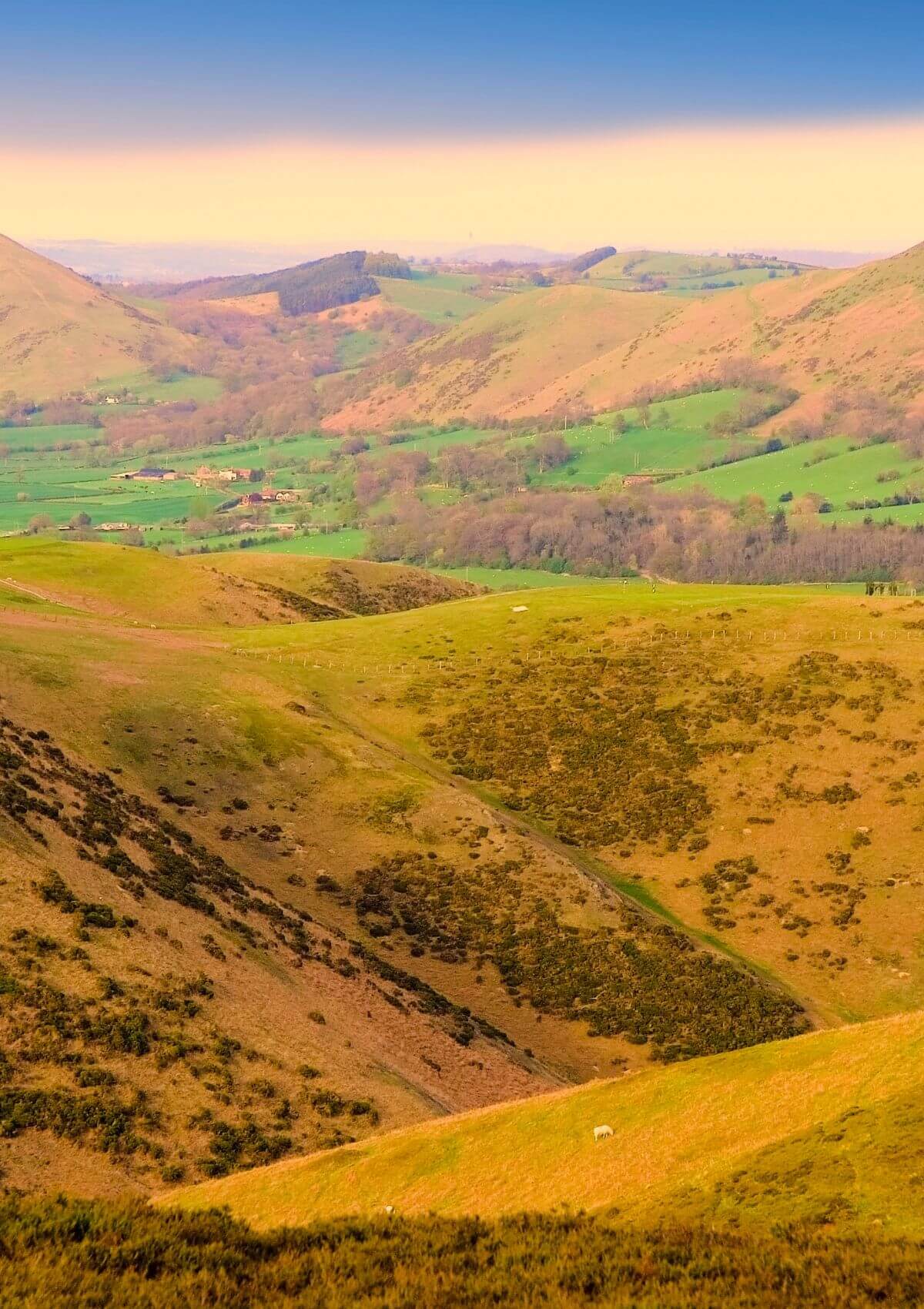 Amazing view of Long Mynd while paragliding in England