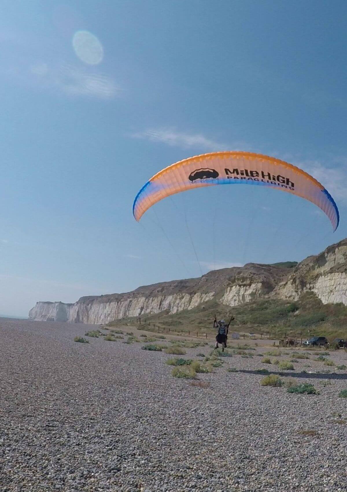 Try paragliding in England at the Newhaven Cliffs