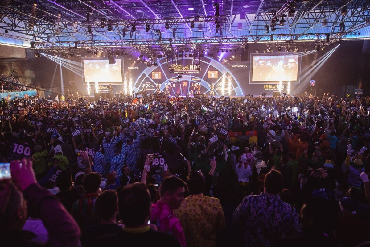 A stag do at the World Darts Championship in England