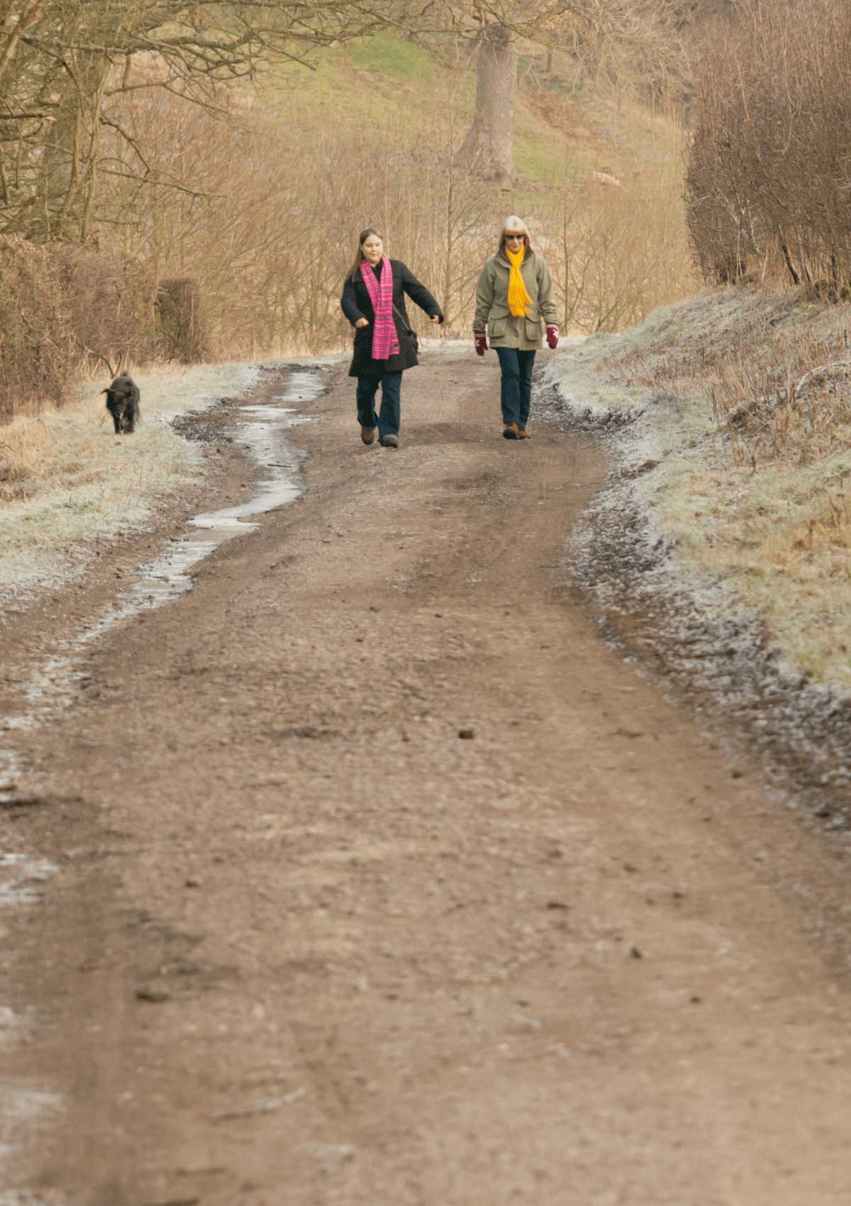 Mother and daughter walking