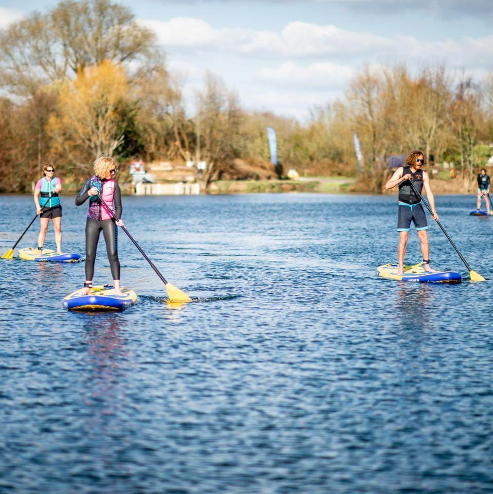 Paddleboarding next to Thorpe Park, England 