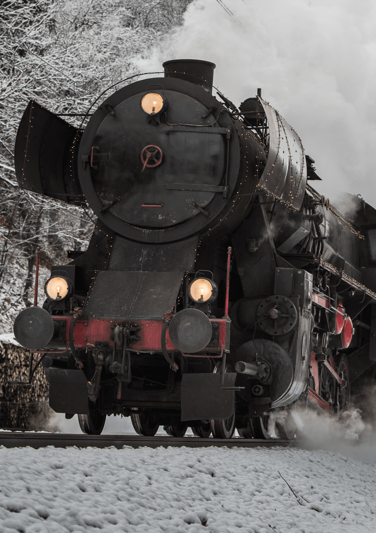 Steam train in winter 