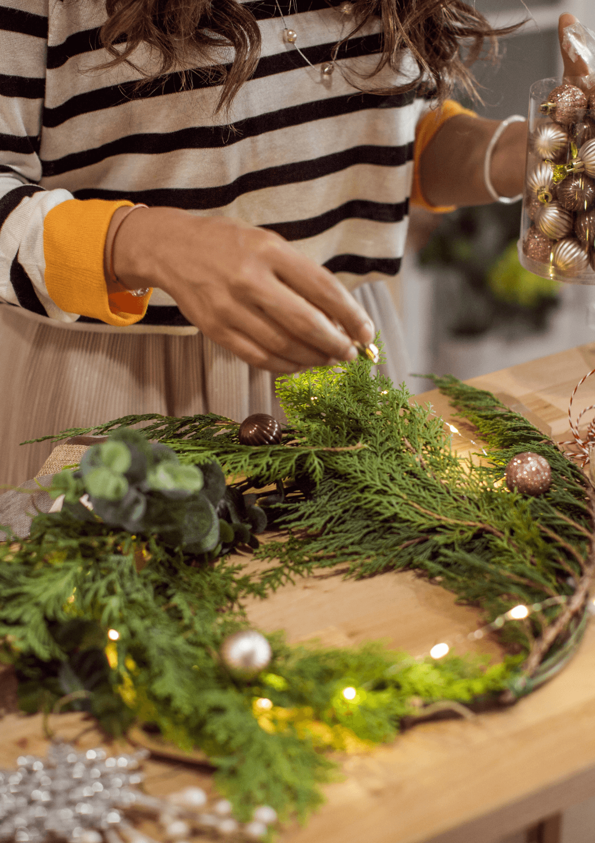 Wreath making at Christmas 